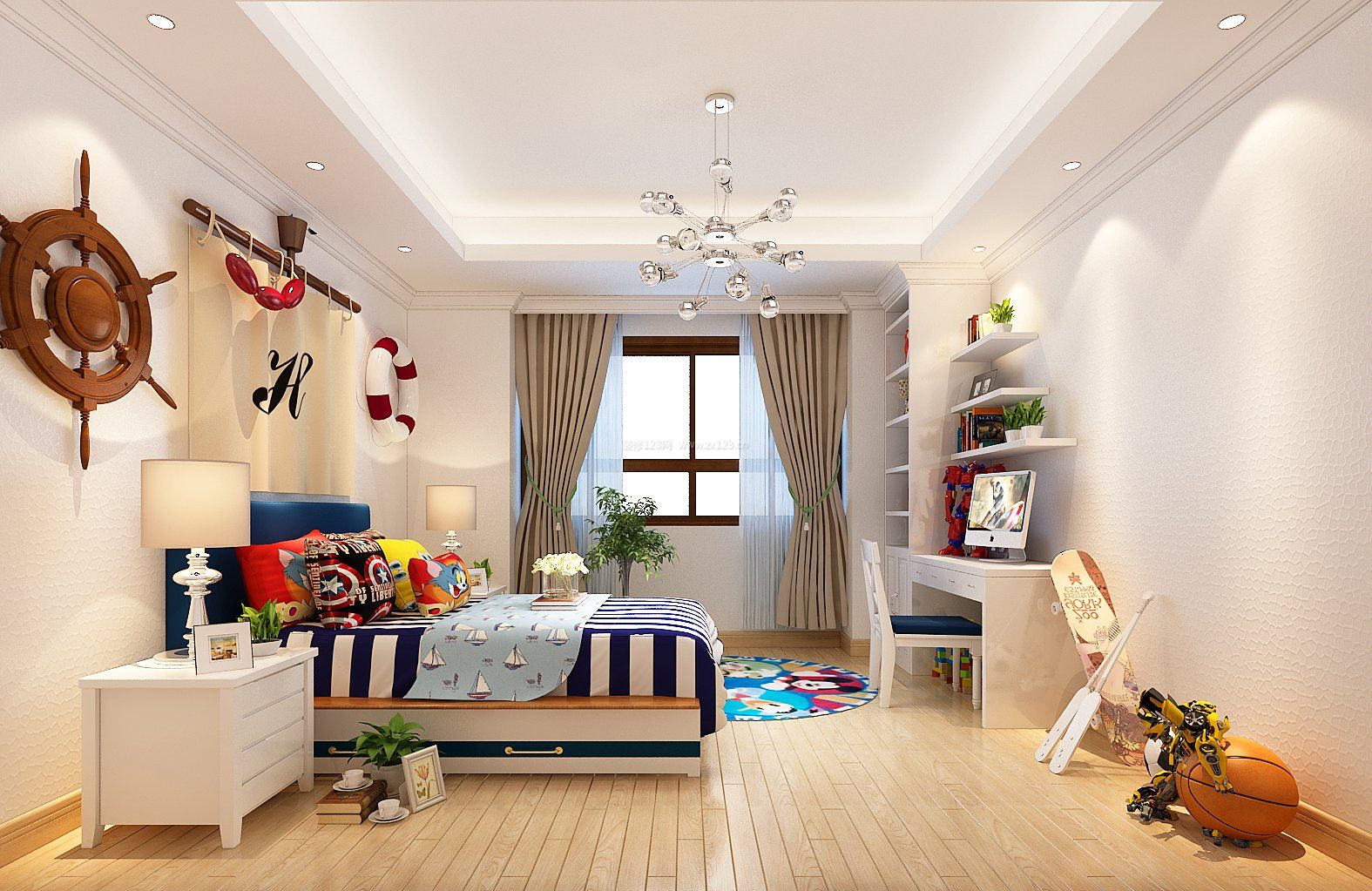 2018简约美式儿童房写字台装饰指南 打造温馨学习角落